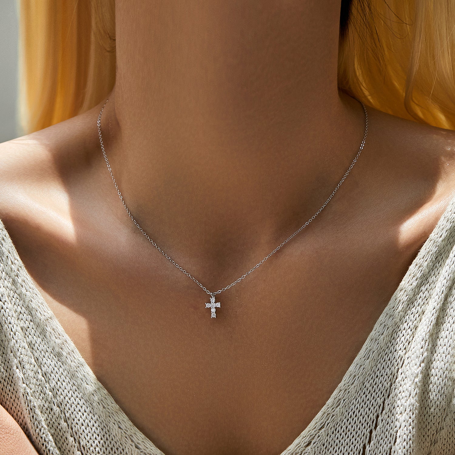 CERCOO | Moissanite S925 Sterling Silver Cross Necklace