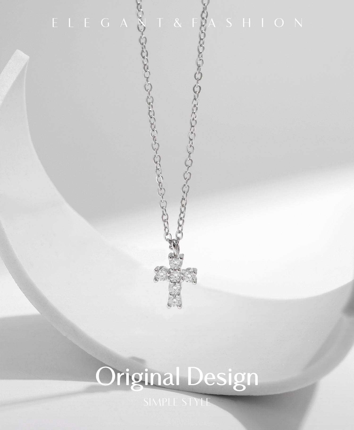 CERCOO | Moissanite S925 Sterling Silver Cross Necklace