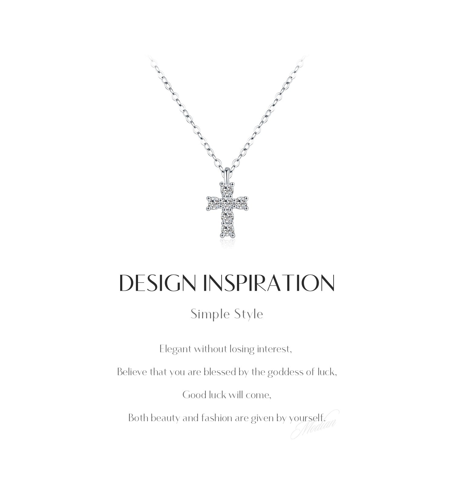 CERCOO | Moissanite S925 Sterling Silver Cross Necklace