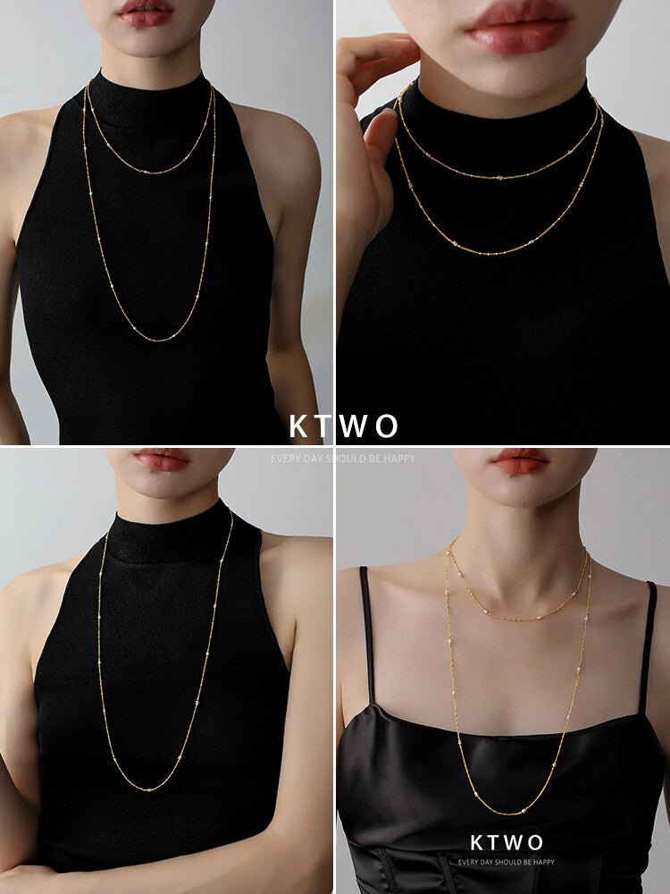 Freshwater Rice Pearl Necklace – 18K Gold Plated Minimalist Choker for Layering - Inkduo