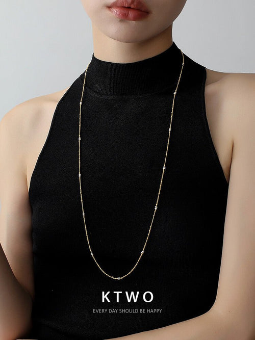 Freshwater Rice Pearl Necklace – 18K Gold Plated Minimalist Choker for Layering - Inkduo