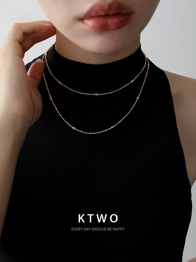 Freshwater Rice Pearl Necklace – 18K Gold Plated Minimalist Choker for Layering - Inkduo