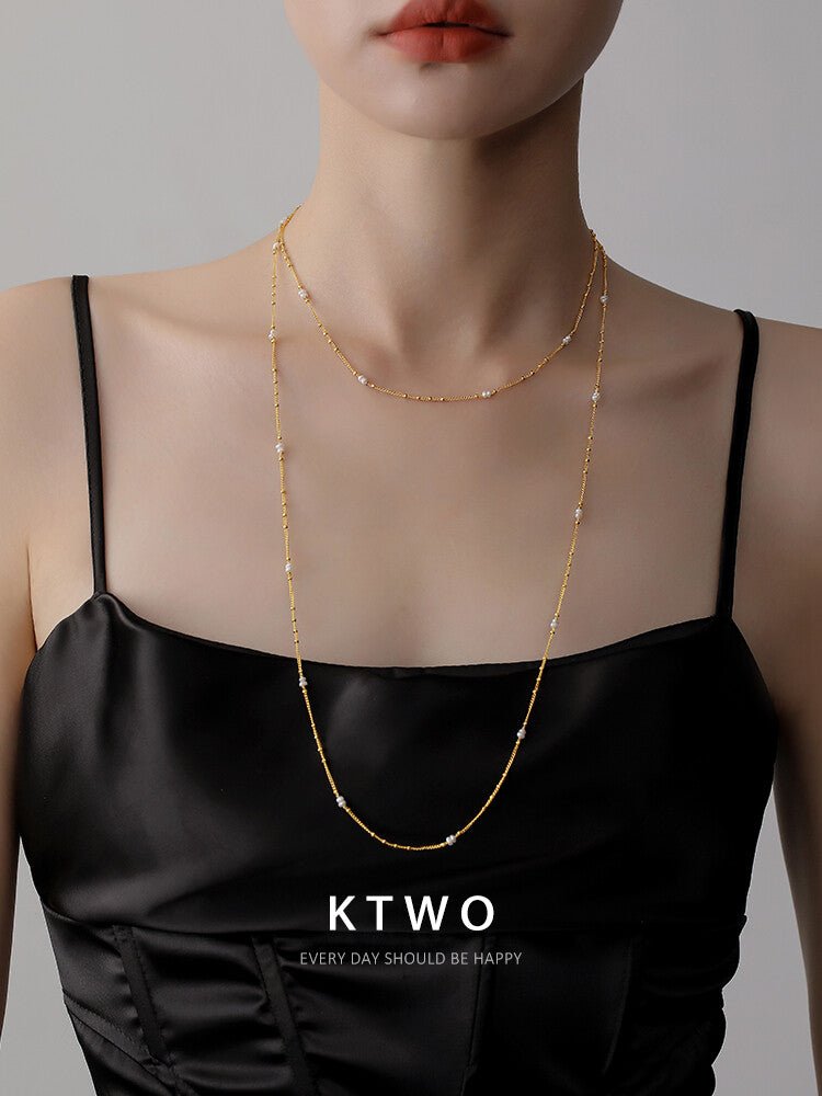 Freshwater Rice Pearl Necklace – 18K Gold Plated Minimalist Choker for Layering - Inkduo