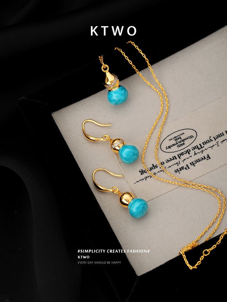 Vintage Enamel Painted Gourd Earrings - Inkduo