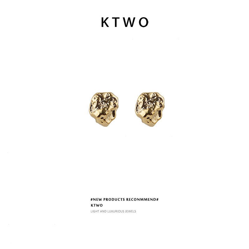 Minimalist Lucky Stone Stud Earrings – 18K Gold Plated Trendy Chic Design - Inkduo