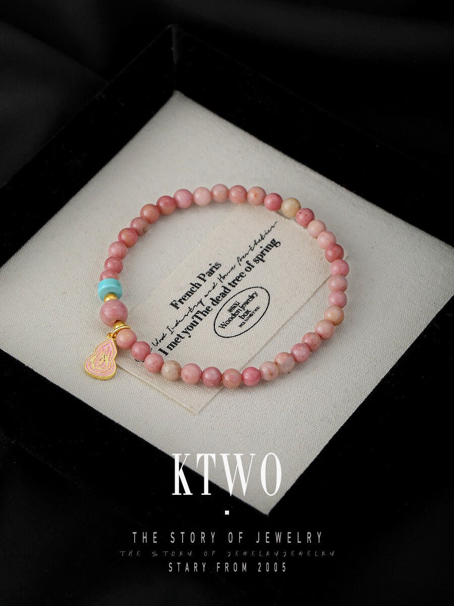 Rhodonite Beaded Bracelet – Sweet Pink Energy for Love & Friendship - Inkduo