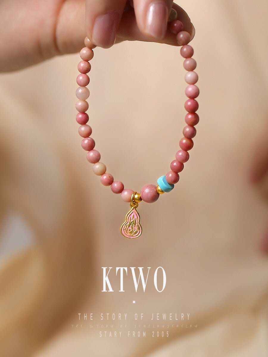 Rhodonite Beaded Bracelet – Sweet Pink Energy for Love & Friendship - Inkduo