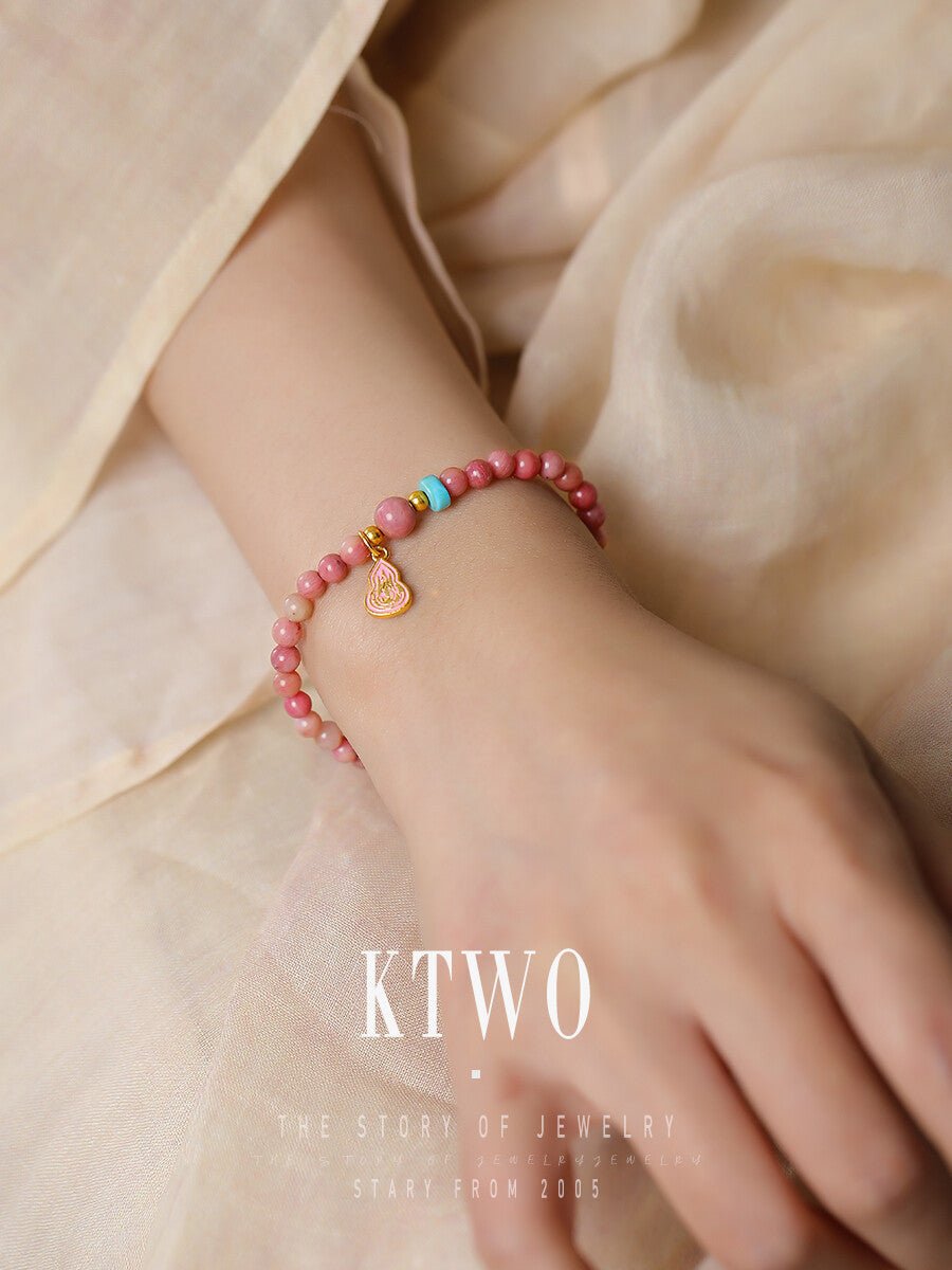 Rhodonite Beaded Bracelet – Sweet Pink Energy for Love & Friendship - Inkduo