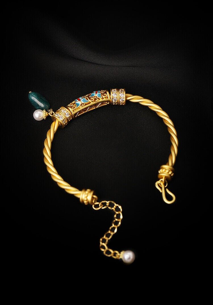 Vintage Pearl & Multicolor Gemstone Bracelet – Elegant Retro Handmade Jewelry - Inkduo