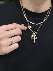 CERCOO | Chic Cross & Safety Pin Double Pendant Necklace